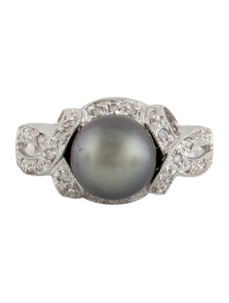 Ring 14k Pearl & Diamond Cocktail Ring