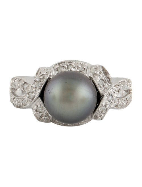 Ring 14k Pearl & Diamond Cocktail Ring