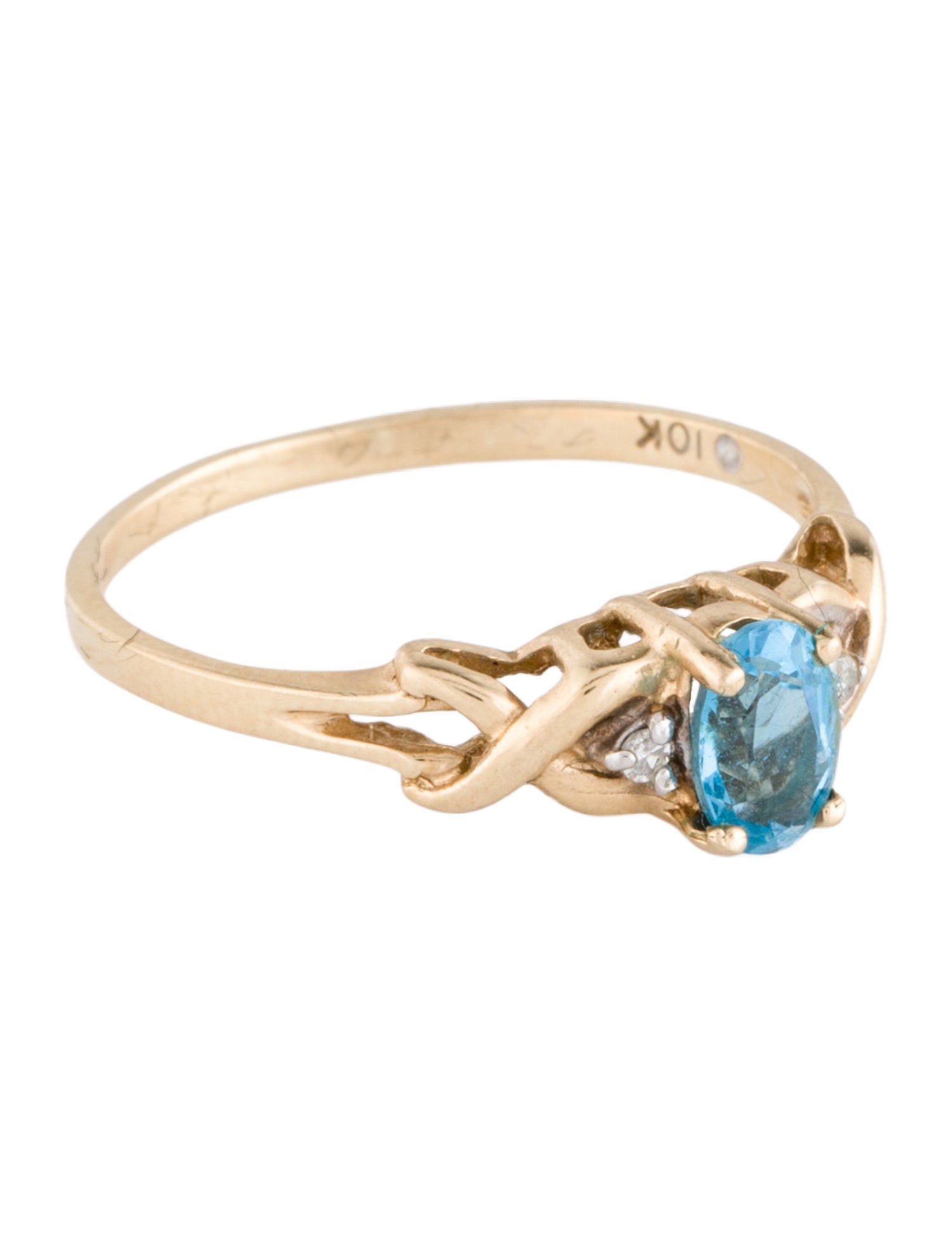 Ring 10K Topaz & Diamond Cocktail
