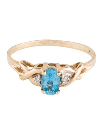 Ring 10K Topaz & Diamond Cocktail Ring