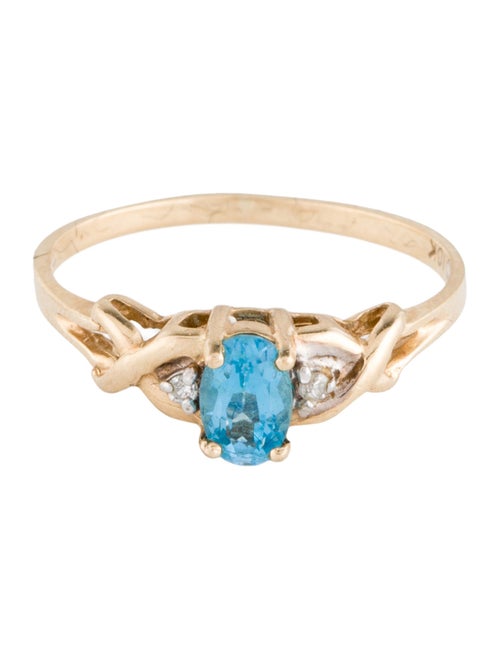 Ring 10K Topaz & Diamond Cocktail Ring