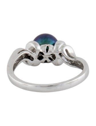 Ring 10K Dyed Pearl & Diamond Ring