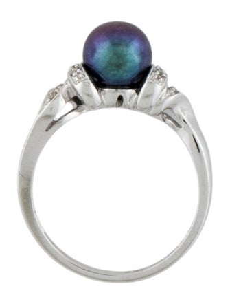 Ring 10K Dyed Pearl & Diamond Ring