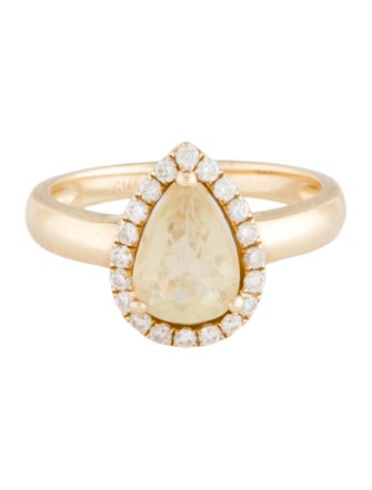 Ring 14K Heliodor & Diamond Cocktail Ring