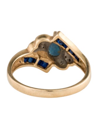 Ring 14K Sapphire & Diamond Cocktail Ring