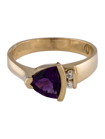 Ring 14K Amethyst & Diamond Cocktail Ring