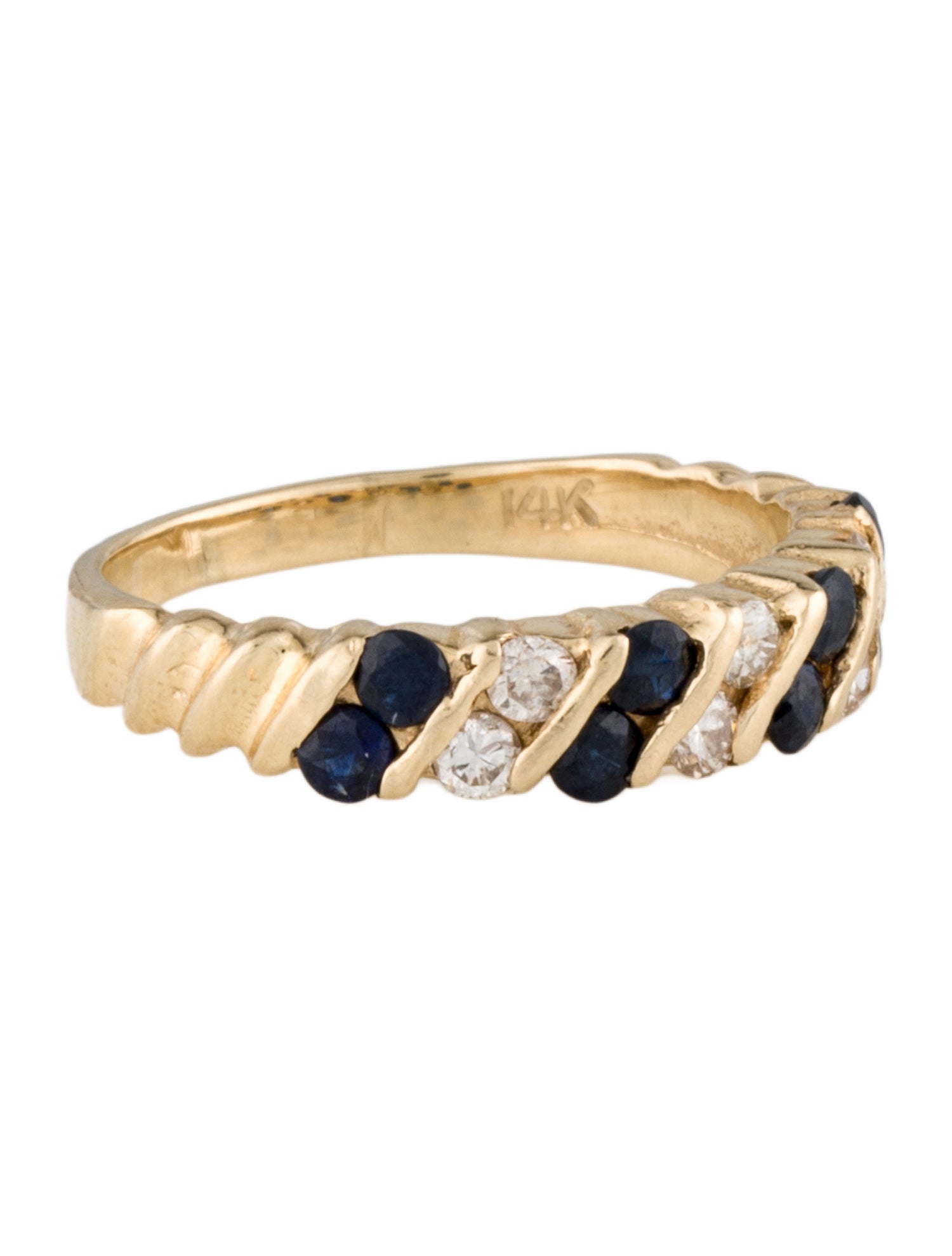 Ring 14K Sapphire & Diamond Band