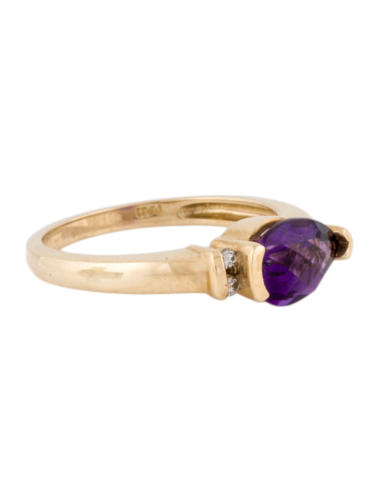 Ring 14K Amethyst & Diamond Cocktail Ring