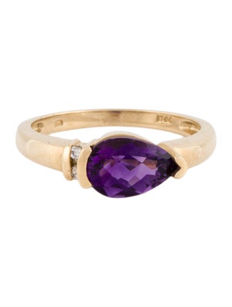 Ring 14K Amethyst & Diamond Cocktail Ring