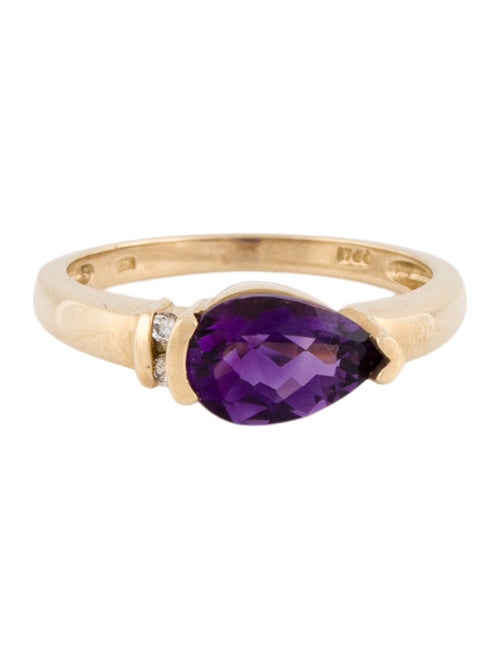 Ring 14K Amethyst & Diamond Cocktail Ring