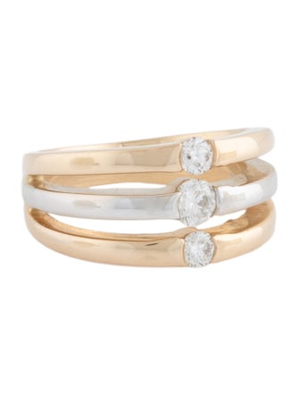 Ring 14K Diamond Three Row Band Ring
