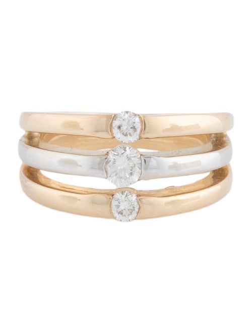 Ring 14K Diamond Three Row Band Ring