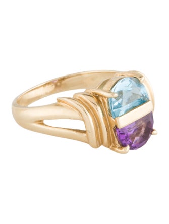 Ring 14K Amethyst & Topaz Cocktail Ring