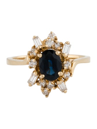 Ring 14K Diamond & Sapphire Cocktail Ring