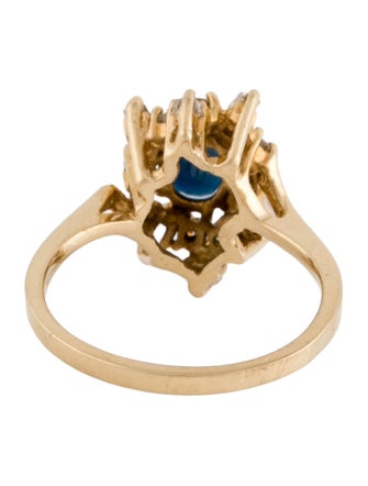 Ring 14K Diamond & Sapphire Cocktail Ring