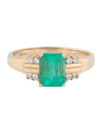 Ring 14K 1.38ctw Emerald & Diamond Cocktail Ring