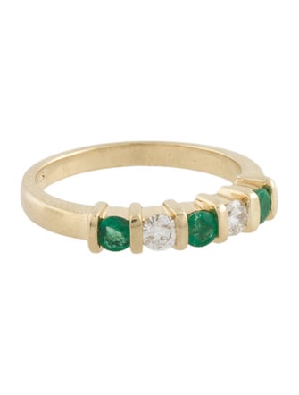 Ring 14K Emerald & Diamond Band Ring