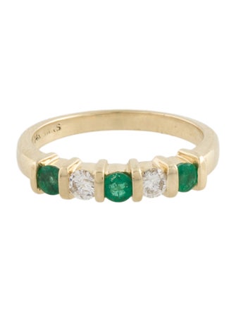 Ring 14K Emerald & Diamond Band Ring
