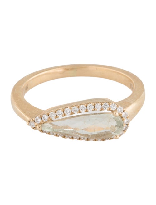 Ring 14K Prasiolite & Diamond Cocktail Ring