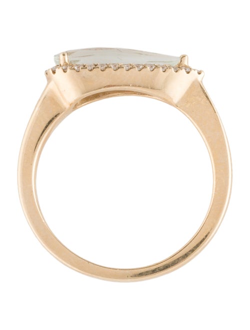 Ring 14K Prasiolite & Diamond Cocktail Ring