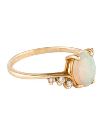 Ring 14K Opal & Diamond Cocktail Ring