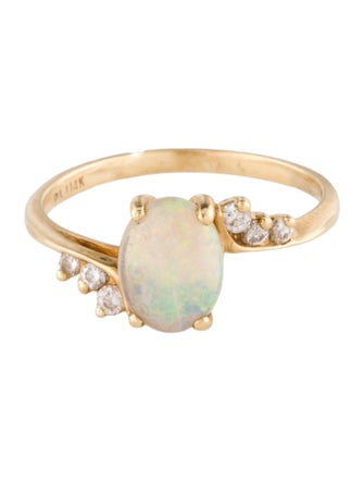 Ring 14K Opal & Diamond Cocktail Ring