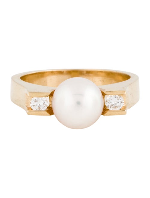 Ring 14K Cultured Pearl & Diamond Cocktail Ring