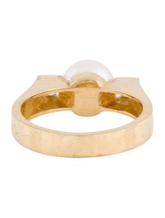Ring 14K Cultured Pearl & Diamond Cocktail Ring
