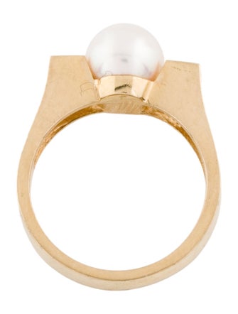 Ring 14K Cultured Pearl & Diamond Cocktail Ring