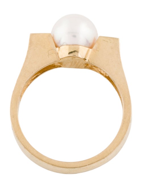 Ring 14K Cultured Pearl & Diamond Cocktail Ring