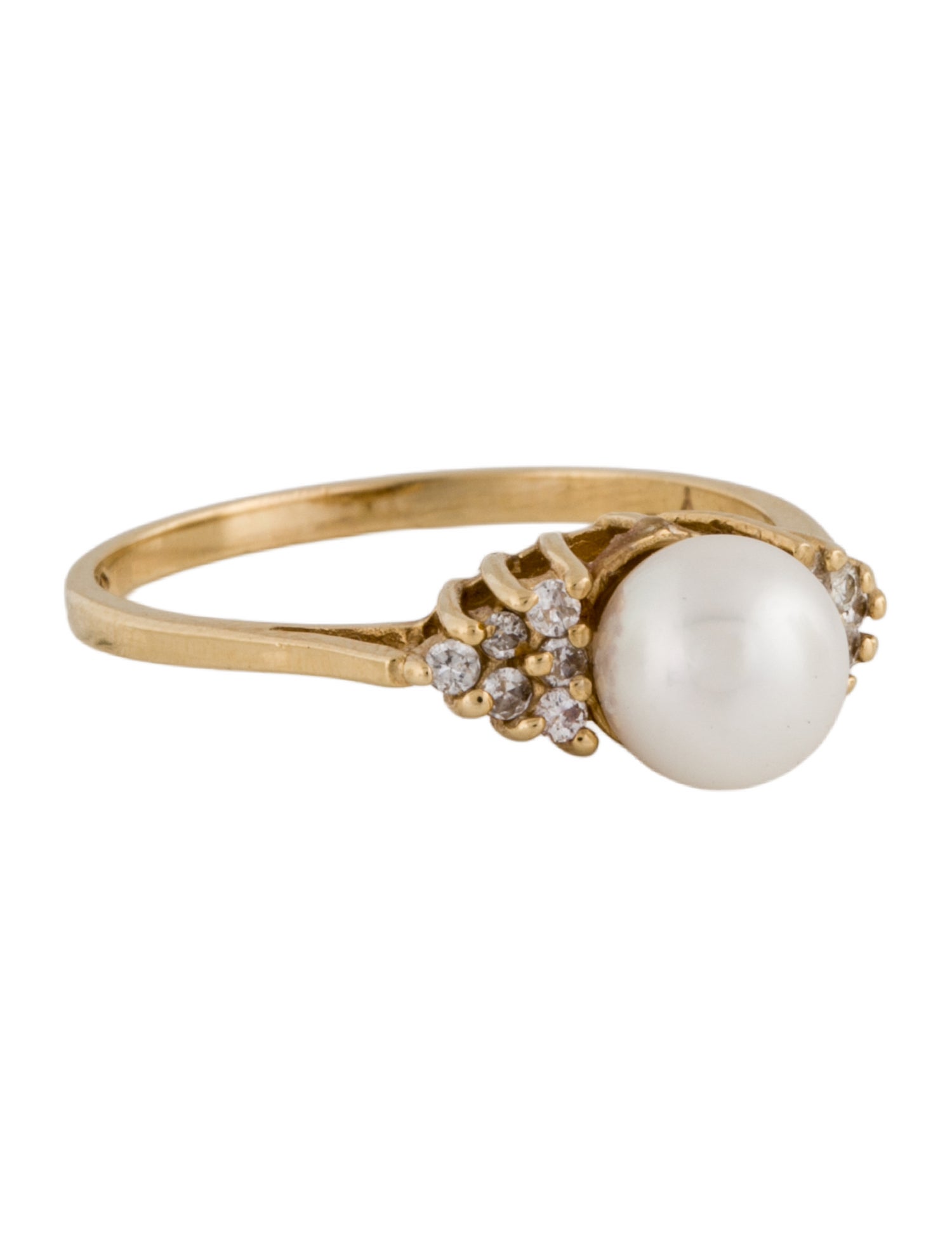 Ring 14K Cultured Pearl & Diamond Cocktail