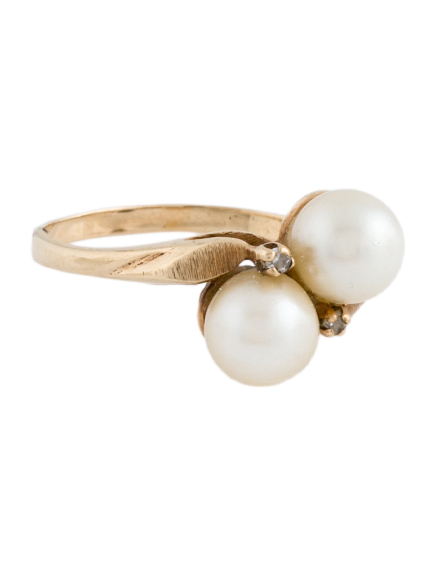 Ring 10K Pearl & Diamond Cocktail