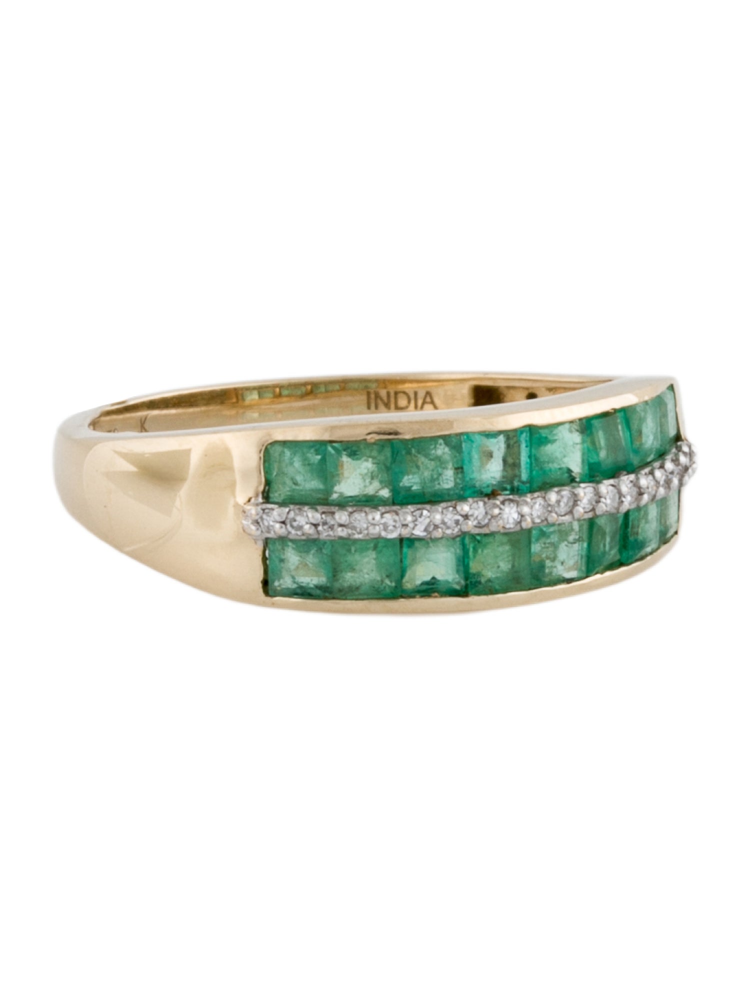 Ring 14K Emerald & Diamond Band