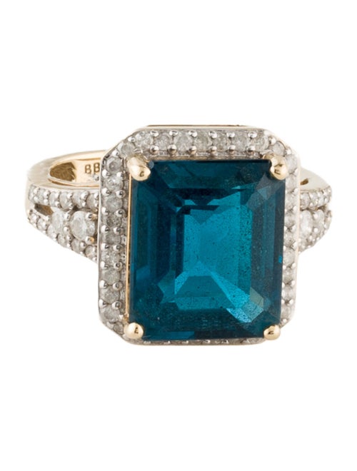 Ring 14K 7.15ct Topaz & Diamond Cocktail Ring