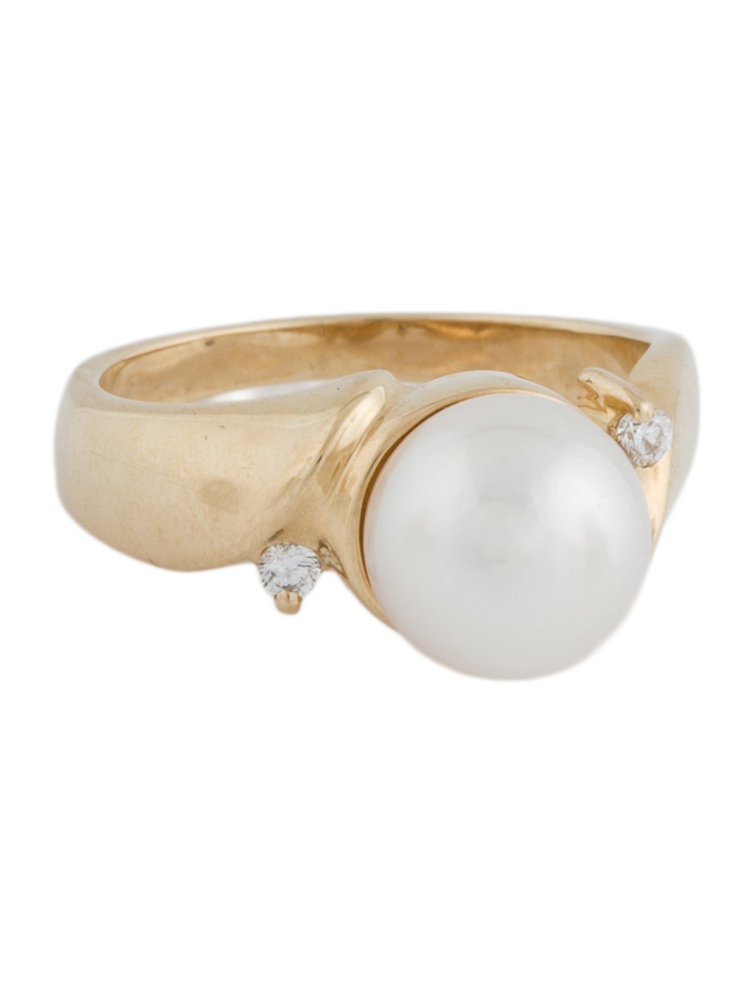 Ring 14K Pearl & Diamond Cocktail