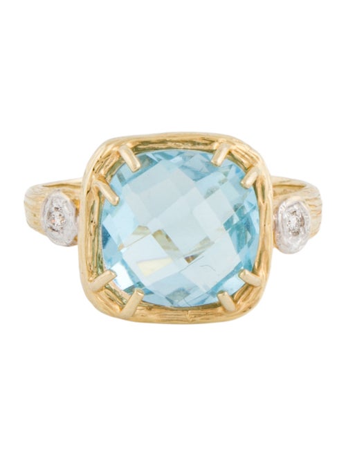 Ring 14K Topaz & Diamond Cocktail Ring