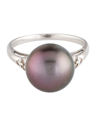 Ring Platinum Pearl & Diamond Cocktail Ring
