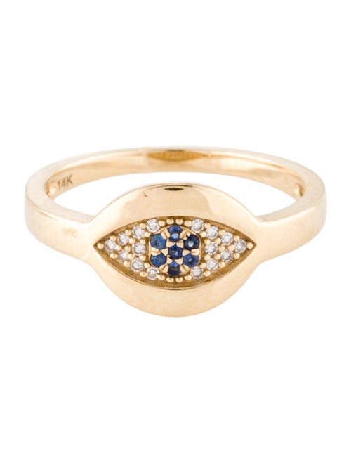 Ring 14K Diamond & Sapphire Evil Eye Cocktail Ring