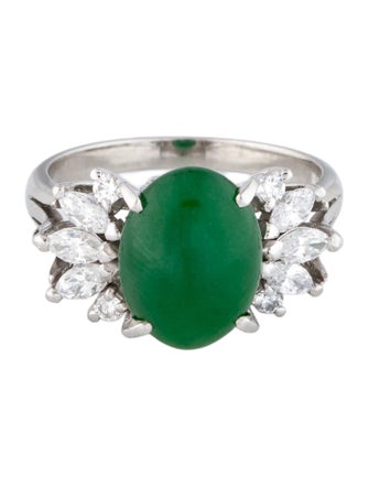 Ring Platinum 3.41ct Jadeite & Diamond Cocktail Ring
