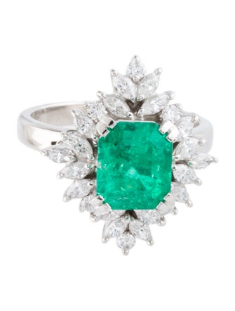 Ring Platinum 1.90ct Emerald & Diamond Cocktail Ring