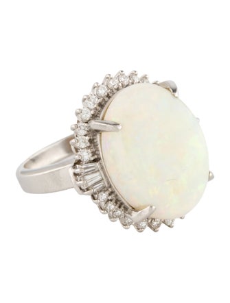 Ring Platinum 11.39ct Opal & Diamond Cocktail Ring