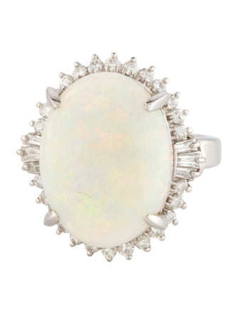 Ring Platinum 11.39ct Opal & Diamond Cocktail Ring