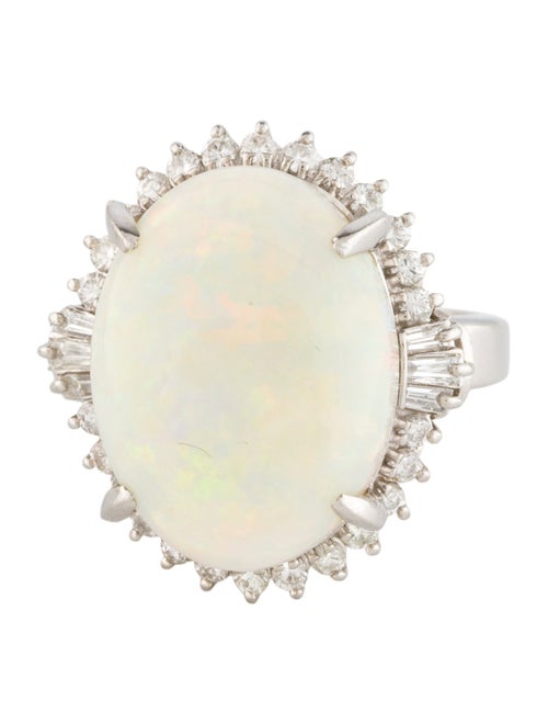 Ring Platinum 11.39ct Opal & Diamond Cocktail Ring