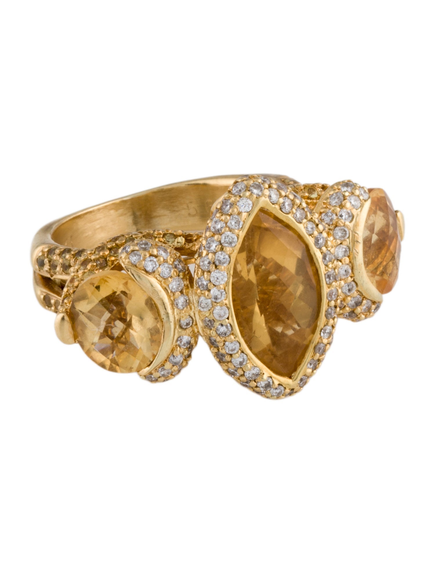 Ring 18K Citrine & Diamond Cocktail Ring
