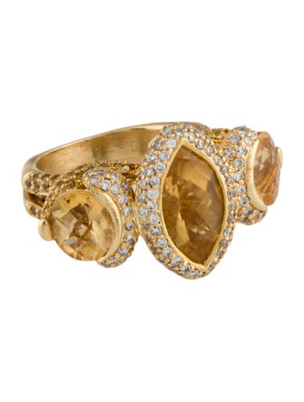 Ring 18K Citrine & Diamond Cocktail Ring
