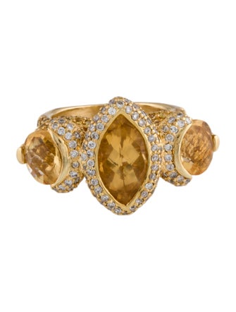 Ring 18K Citrine & Diamond Cocktail Ring