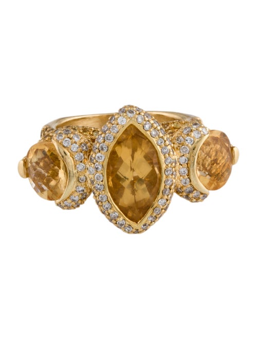 Ring 18K Citrine & Diamond Cocktail Ring