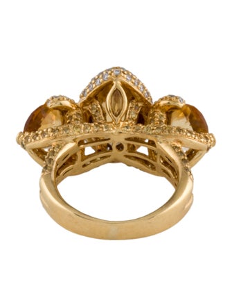 Ring 18K Citrine & Diamond Cocktail Ring