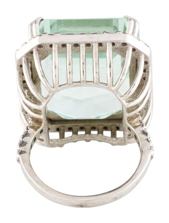 Ring 18K 28.50ct Green Beryl & Diamond Cocktail Ring