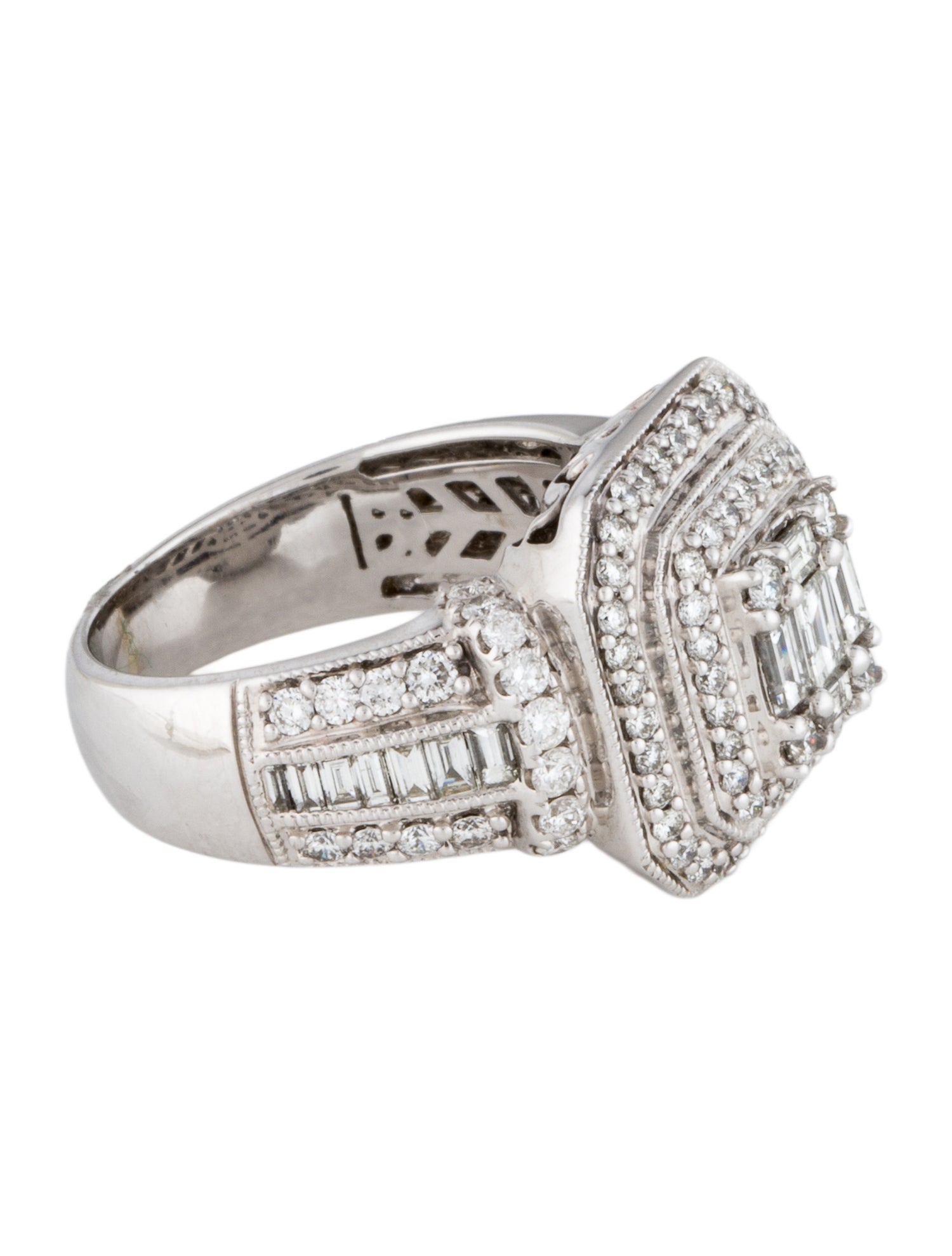 Ring 14K 2.00ctw Diamond Square Motif Cocktail